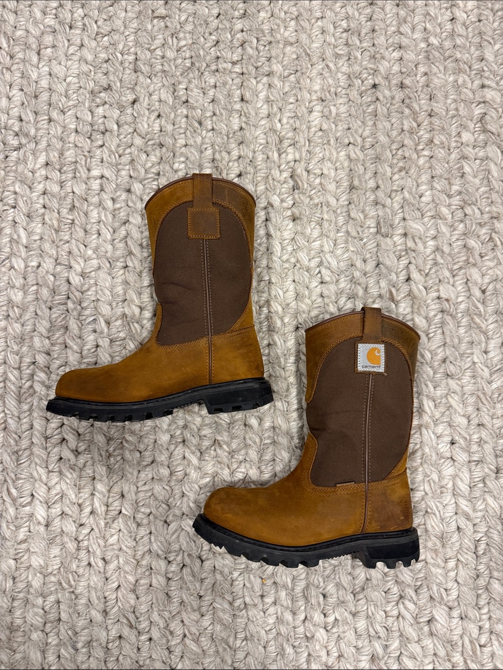 Carhartt Brown Leather Pull-On Work Boots Western Utility